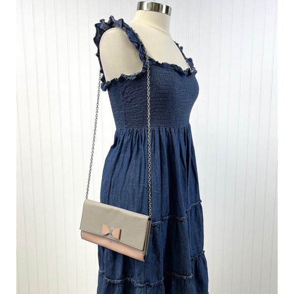 Guess‎ Crossbody Envelope Clutch Faux Leather Taupe Pink Feminine Dainty Flirty - Picture 10 of 10